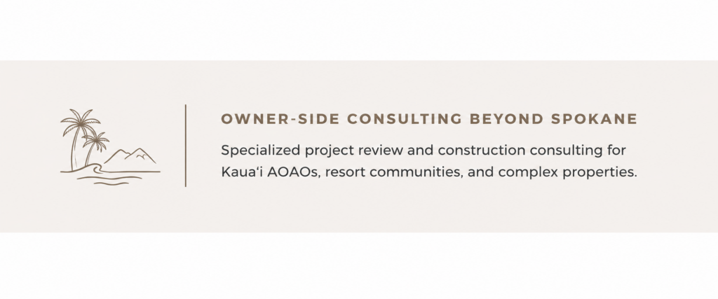 Owner-side consulting banner with palm tree logo